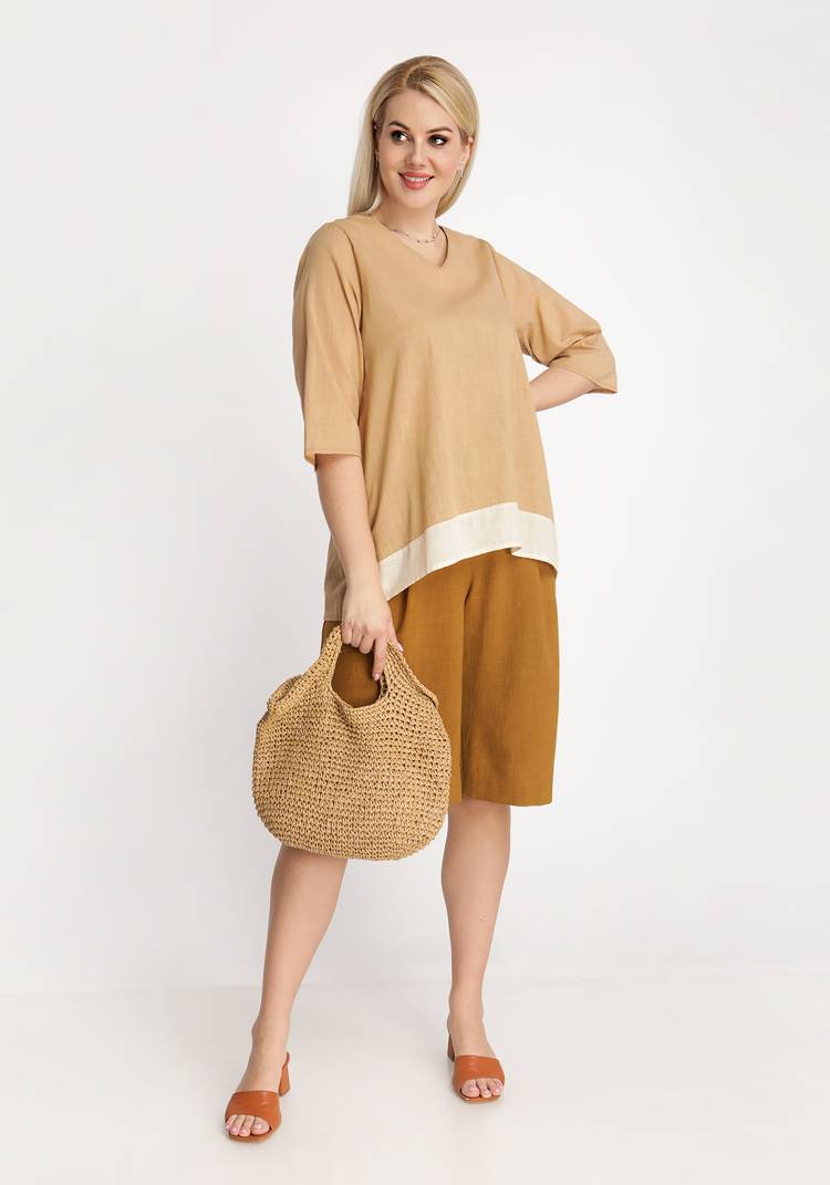 Туника свободного кроя Льняная палитра шир.  750, рис. 7