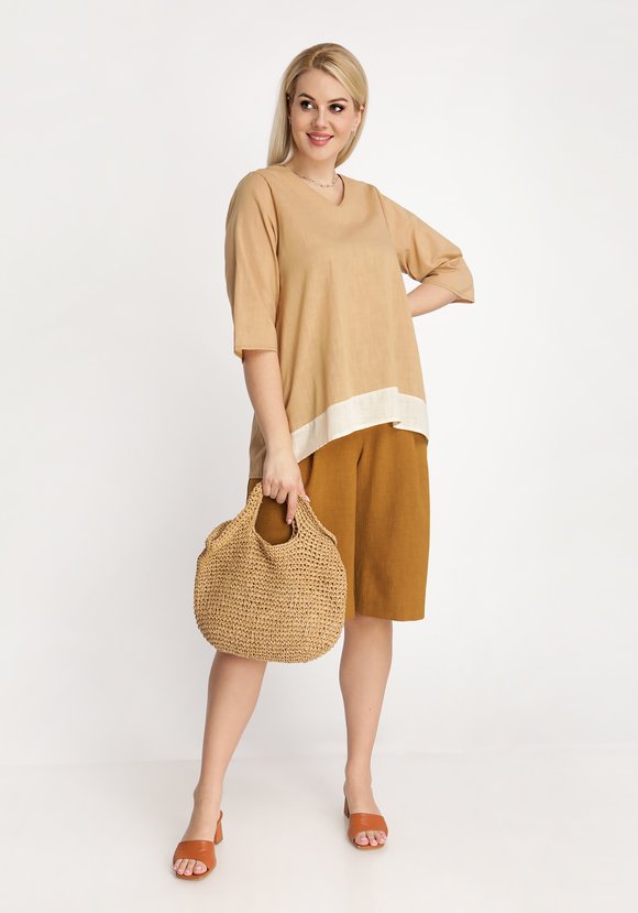 Туника свободного кроя Льняная палитра шир.  580, рис. 7
