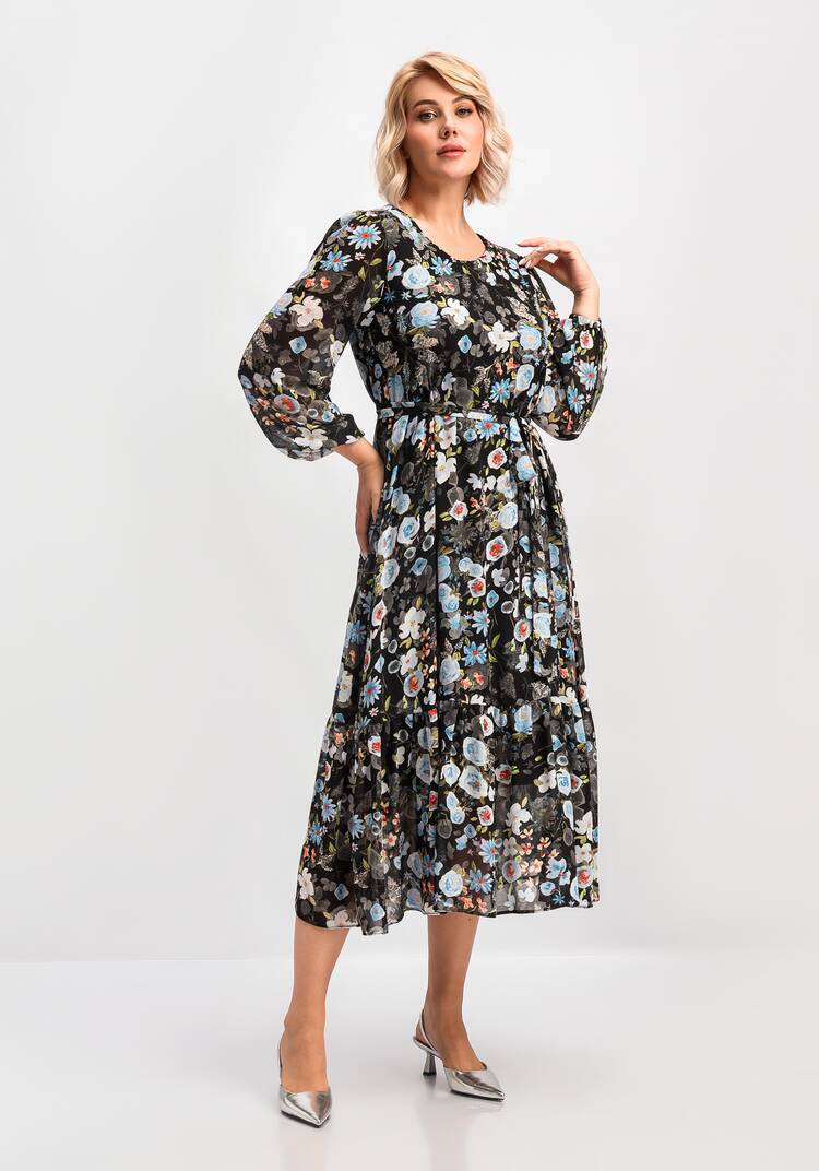 Платье свободного кроя А-силуэта с принтом шир.  750, рис. 16