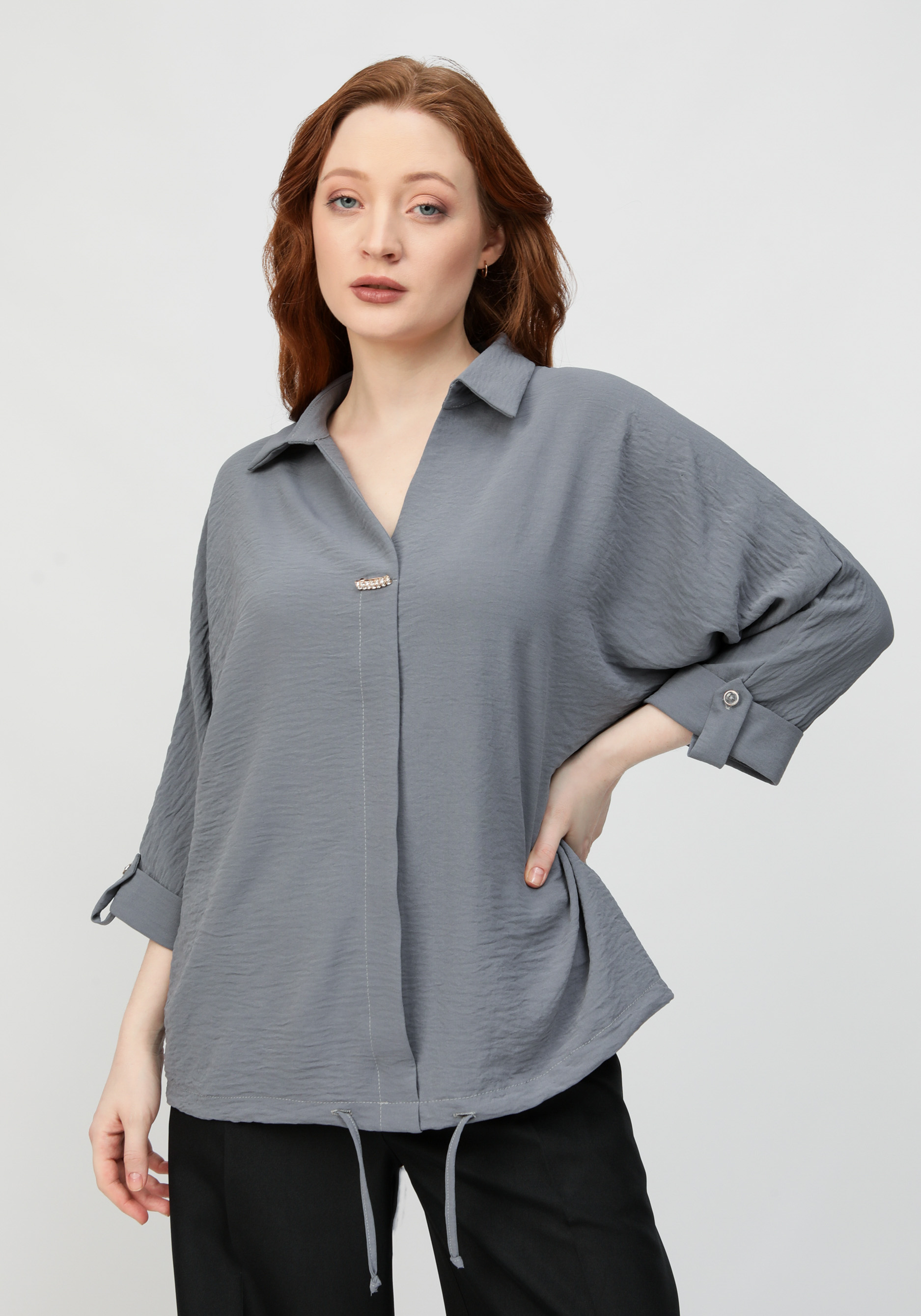 Блуза с патой на рукавах VeraVo, цвет бежевый, размер 56