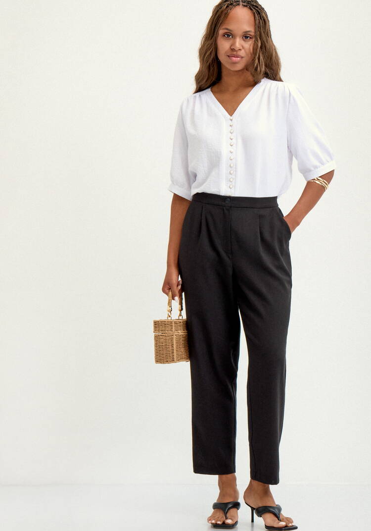 Брюки изо льна  прямые  с резинкой по поясу шир.  750, рис. 9