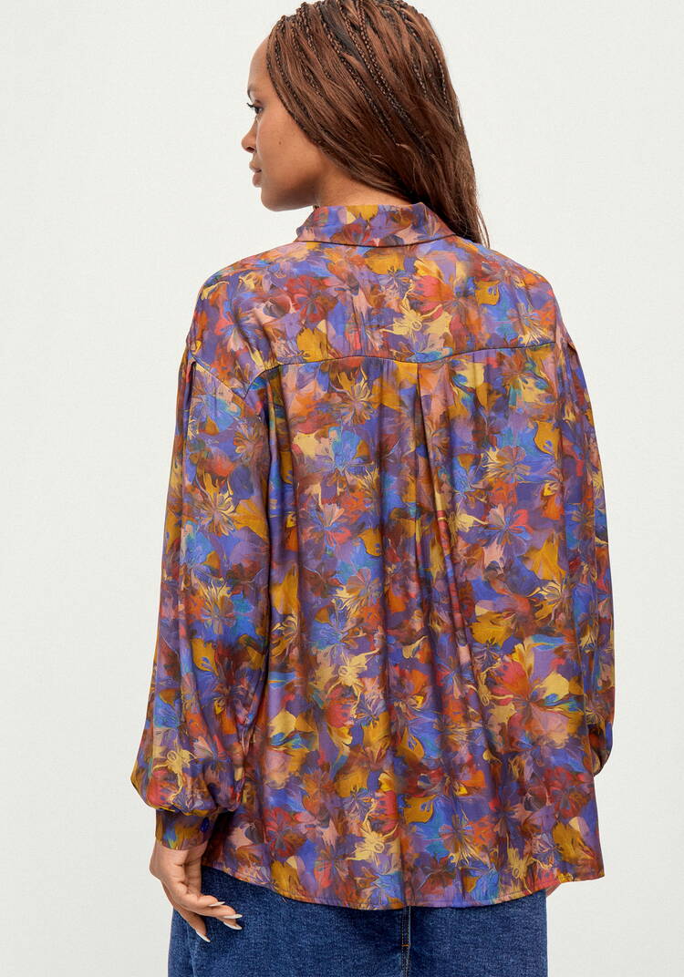 Блуза из ткани с акварельным принтом шир.  750, рис. 28