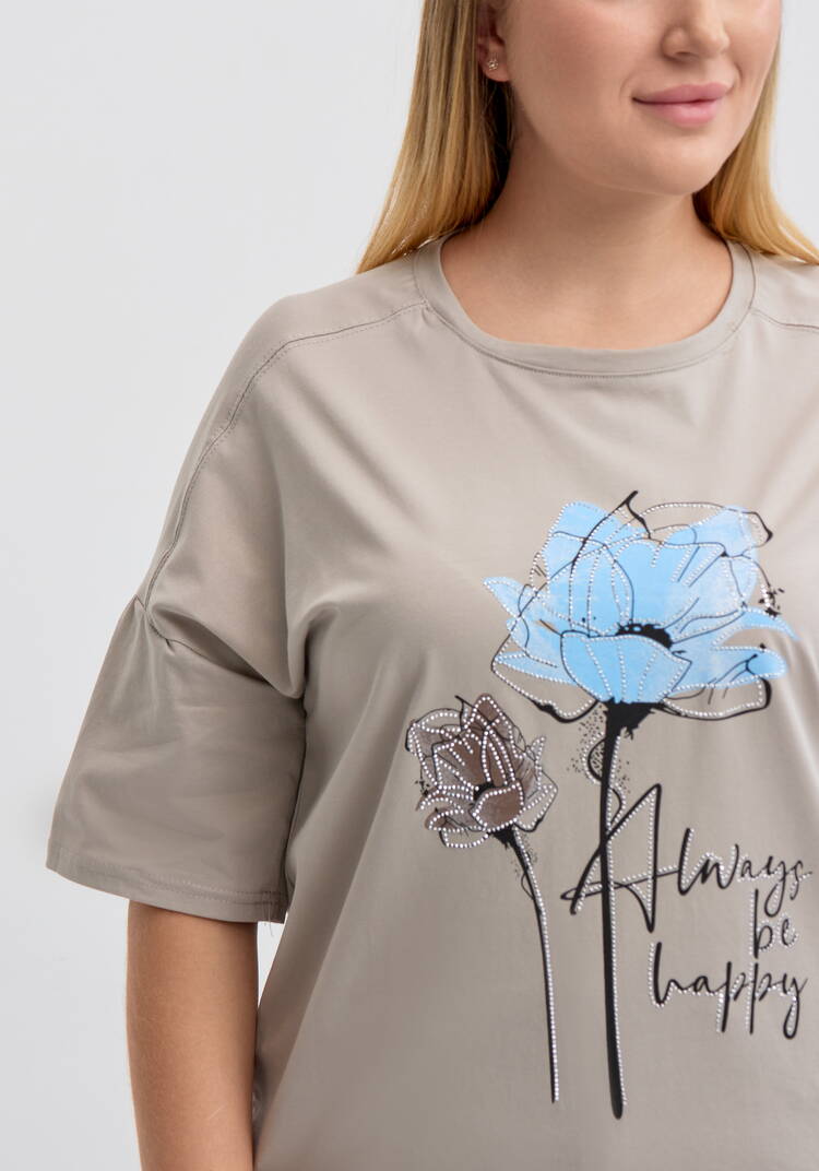 Футболка с флоральным принтом шир.  750, рис. 5