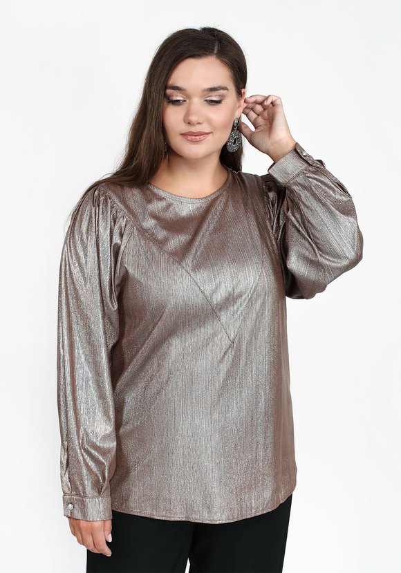 Блуза однотонная необычного кроя шир.  580, рис. 1