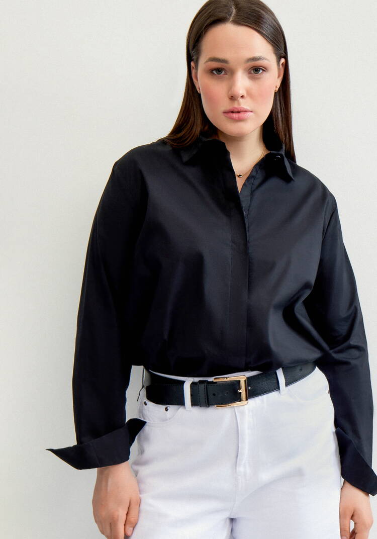 Рубашка прямая на пуговицах шир.  750, рис. 8