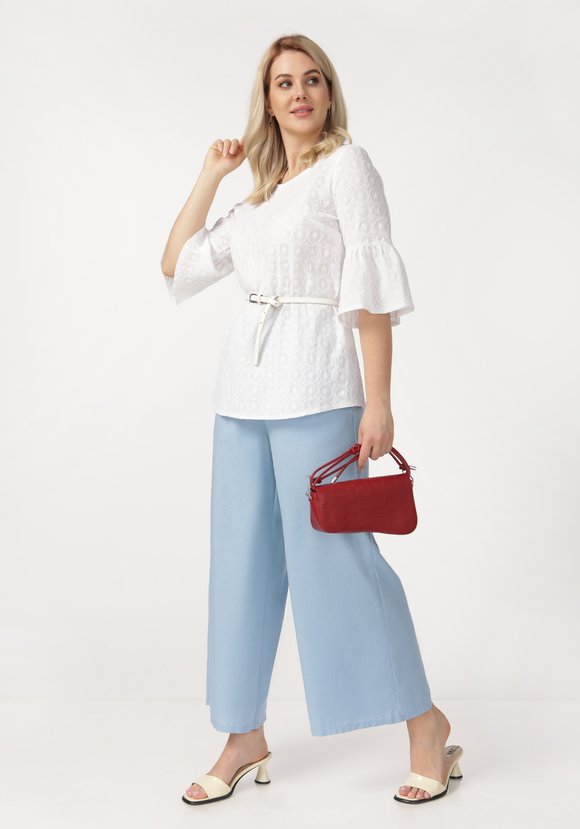 Блуза из шитья с воланом по низу рукава шир.  580, рис. 1