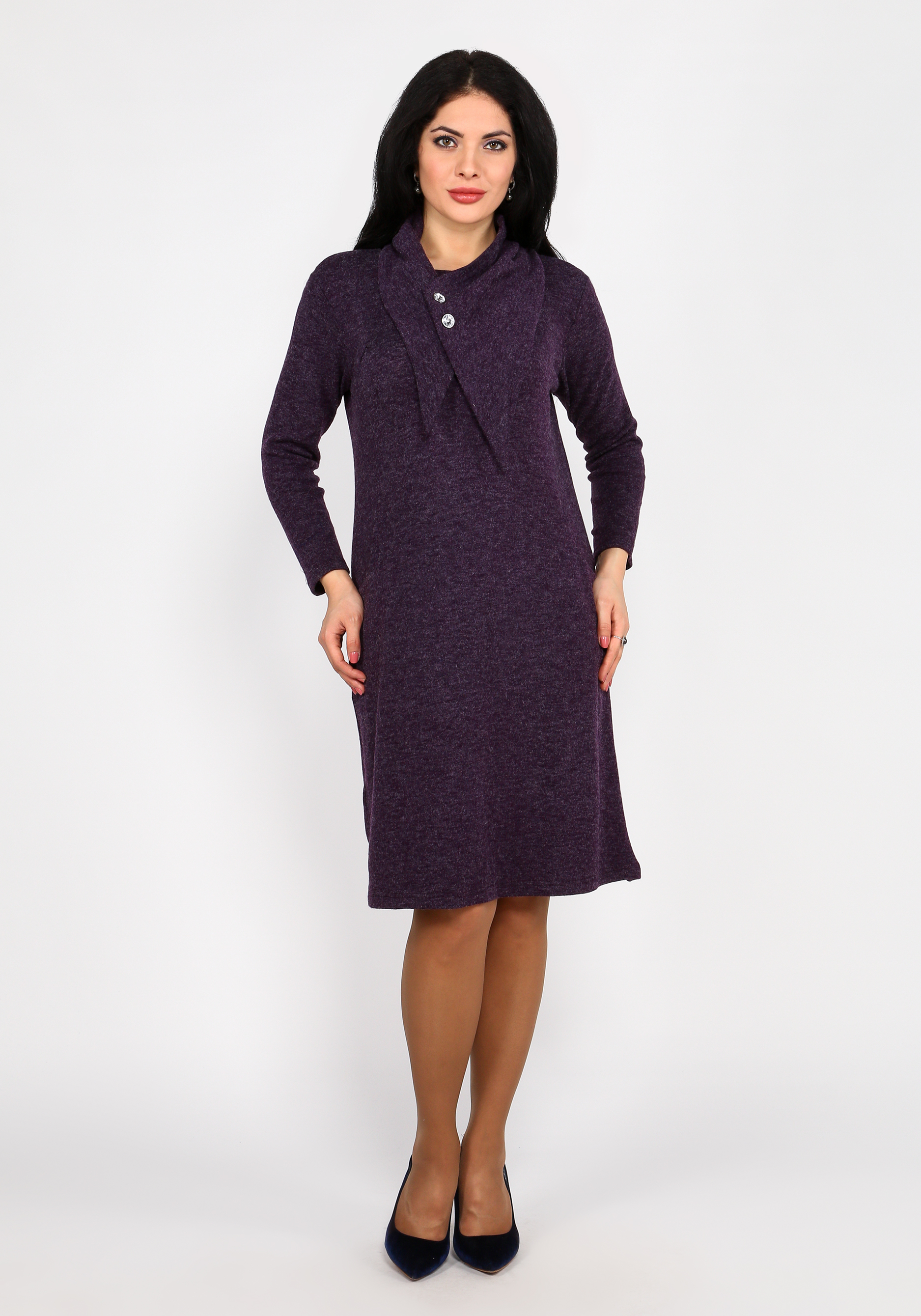 

Платье А-силуэта со съемным воротником, Фиолетовый