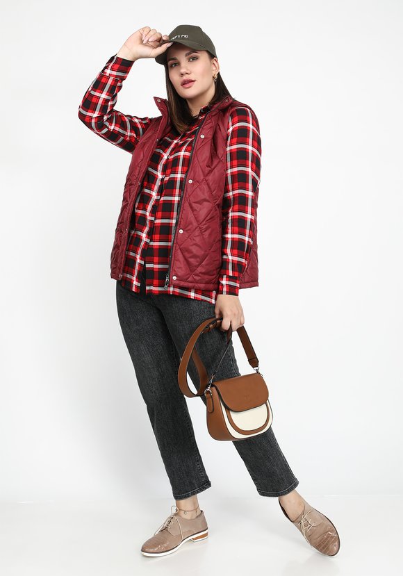 Блуза-рубашка прямого кроя в клетку шир.  580, рис. 7