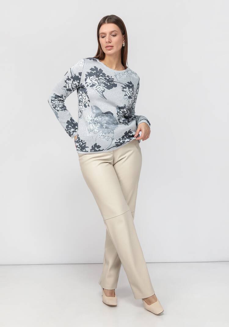 Свитер с растительным принтом и метанитью шир.  750, рис. 16