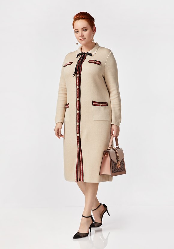 Платье миди с бархатной завязкой на горловине шир.  580, рис. 5