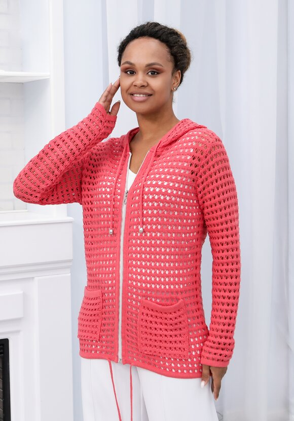 Кардиган вязаный с капюшоном на молнии шир.  580, рис. 30