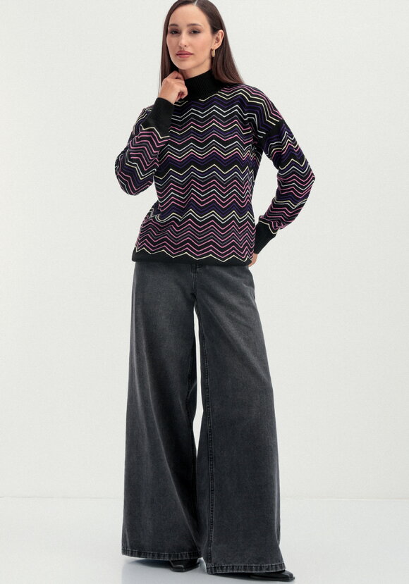 Свитер с высоким горлом и принтом зигзаг шир.  580, рис. 5