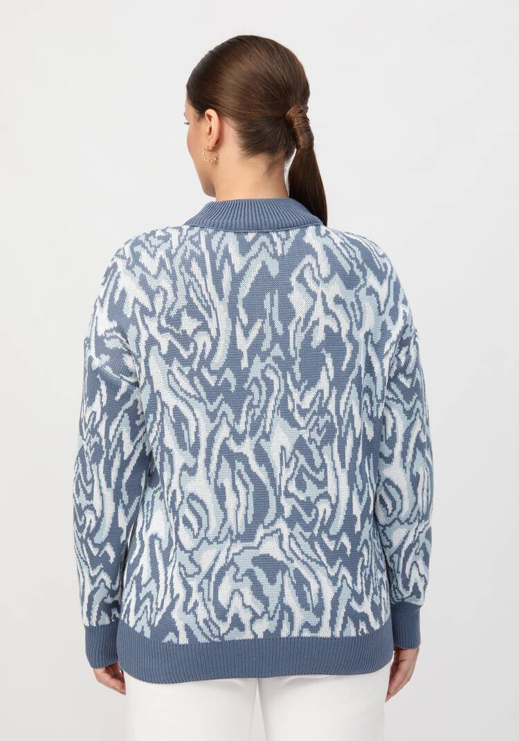 Джемпер поло с принтом абстракция шир.  750, рис. 3