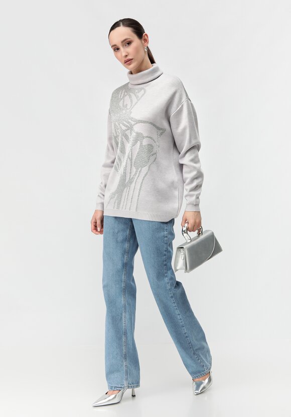 Туника женская с абстракцией и высоким горлом шир.  580, рис. 18