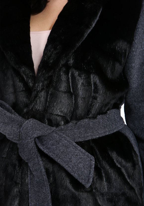 Пальто с отделкой из меха и поясом шир.  580, рис. 4