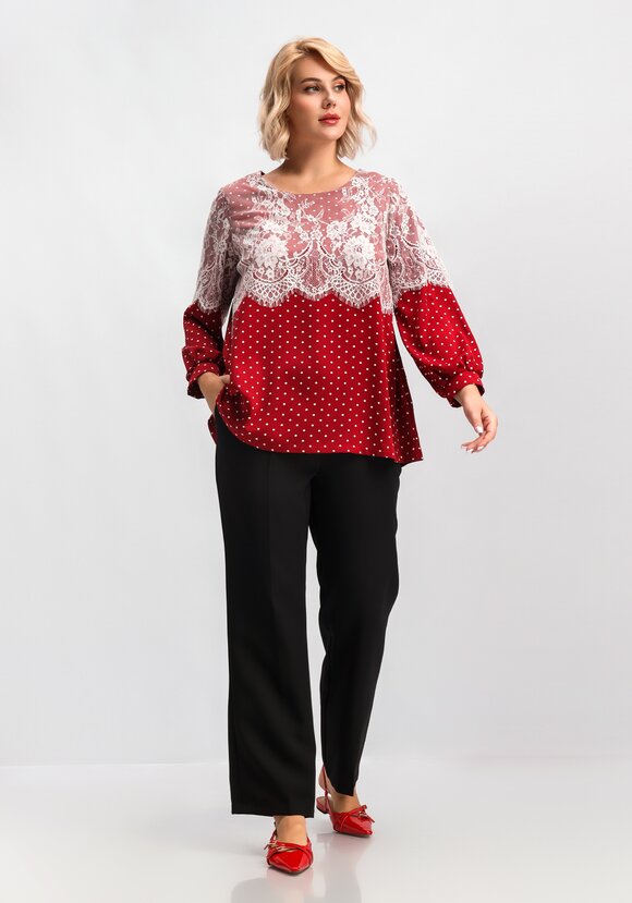 Блуза с кружевом по плечам шир.  580, рис. 11