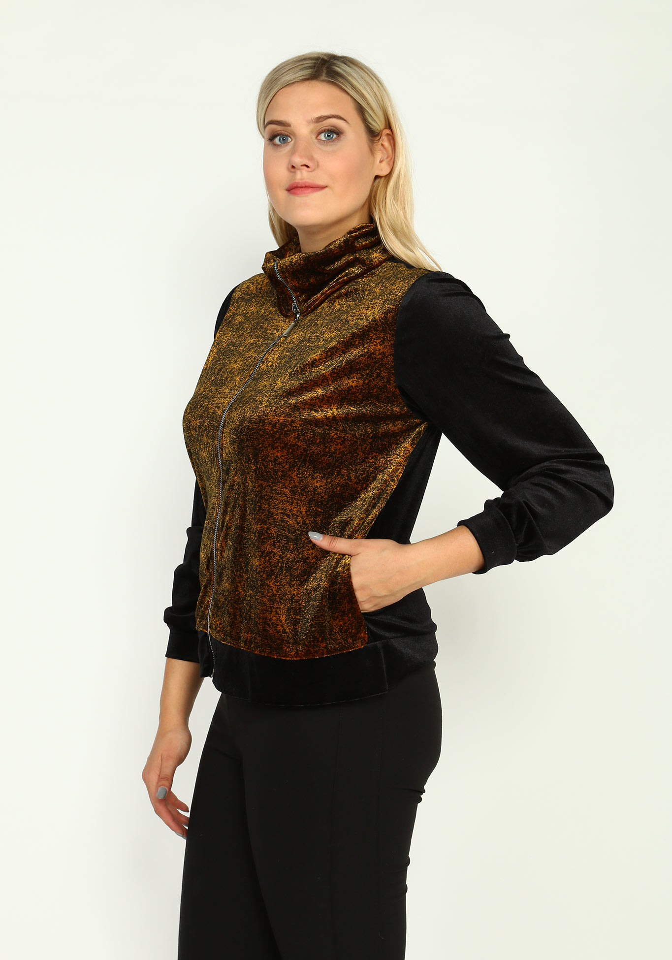Куртка из комбинированного велюра Avrora, размер 56, цвет коричневый - фото 2