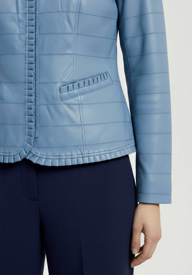 Куртка из экокожи с рюшей шир.  750, рис. 15