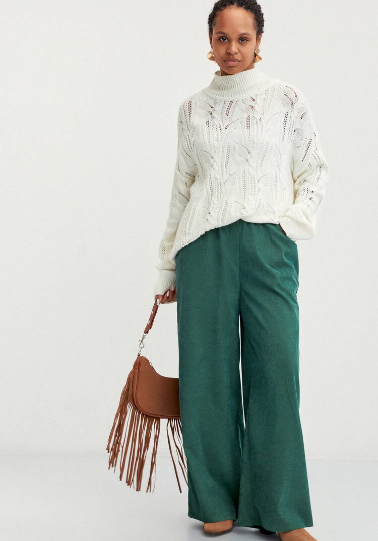 Брюки вельветовые широкие на резинке шир.  750, рис. 16