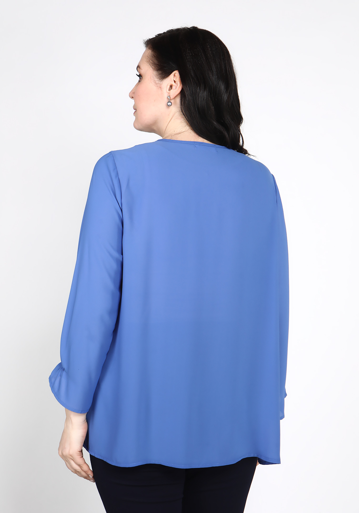 Блуза с украшением на воротнике Bianka Modeno, размер 50, цвет баклажановый - фото 7