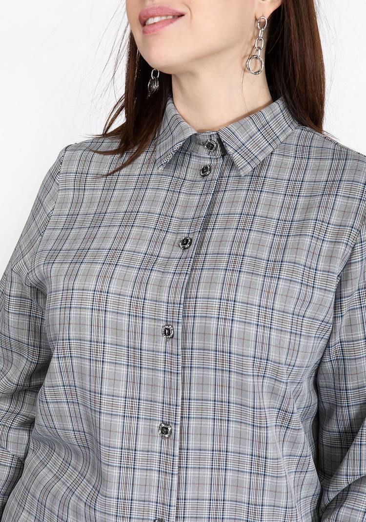 Рубашка прямого силуэта в клетку шир.  750, рис. 4