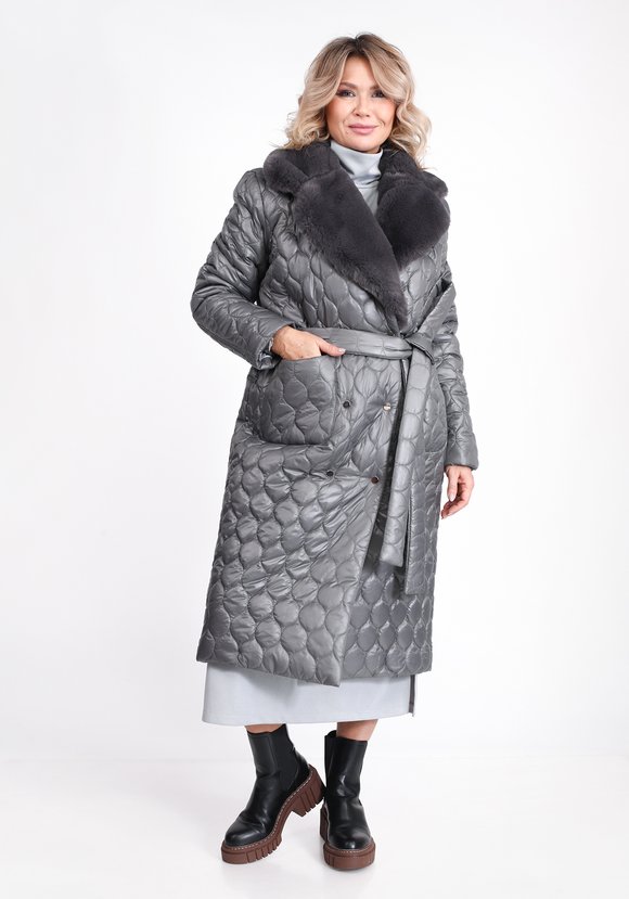 Пальто стеганое с меховым воротником шир.  580, рис. 6