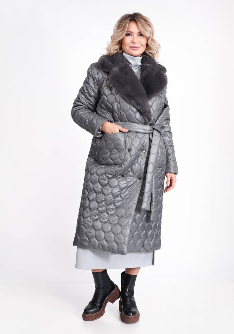 Пальто стеганое с меховым воротником шир.  750, рис. 6