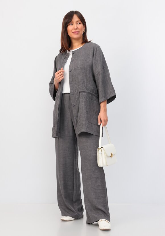 Кардиган на пуговицах с кулиской по талии шир.  580, рис. 50