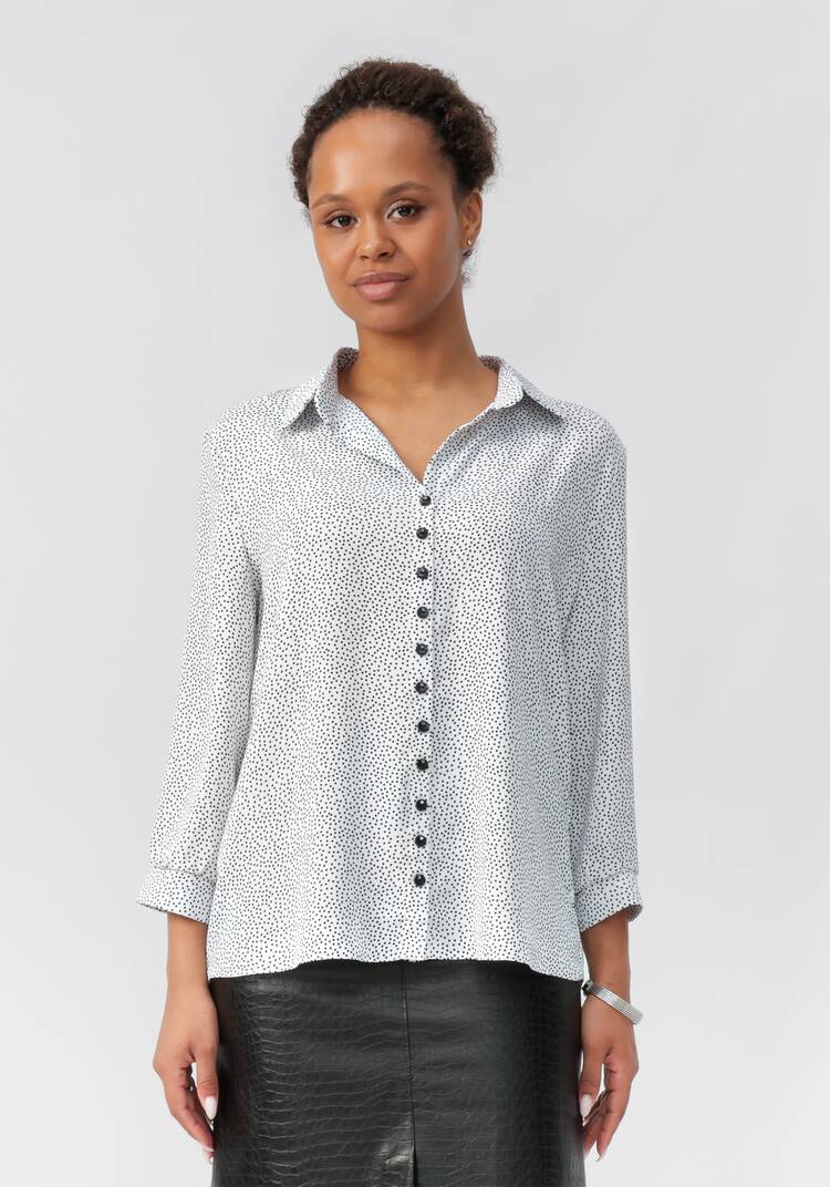 Блуза в горох с декоративными пуговицами шир.  750, рис. 4