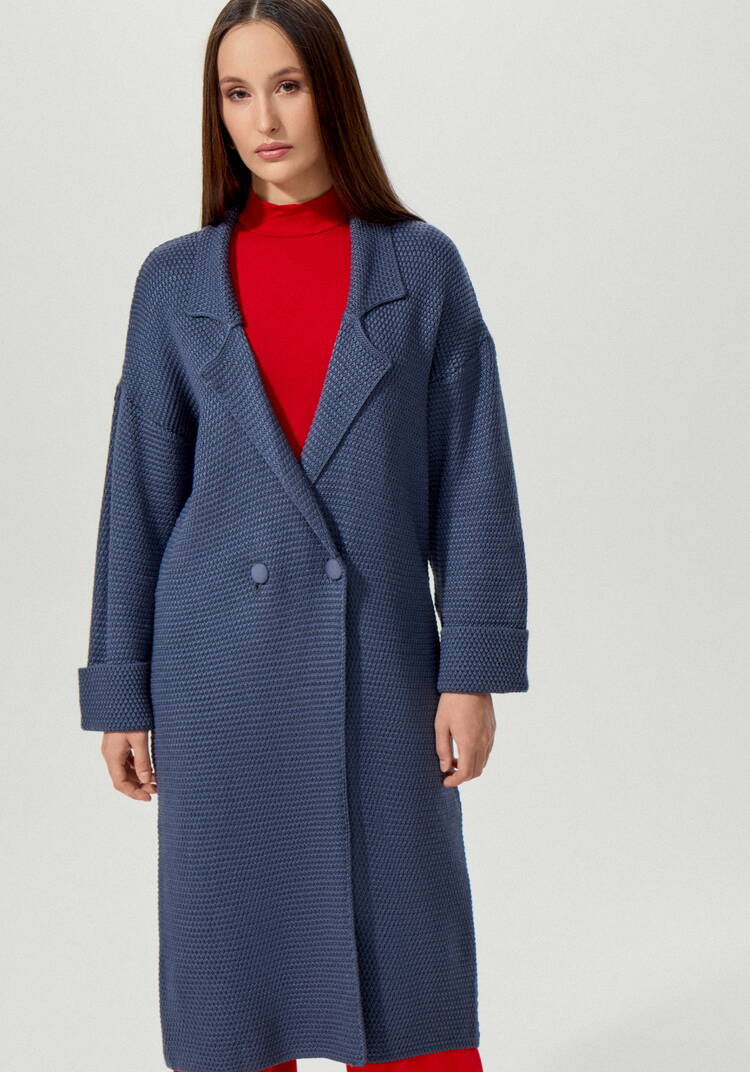 Пальто женское структурной вязки шир.  750, рис. 19
