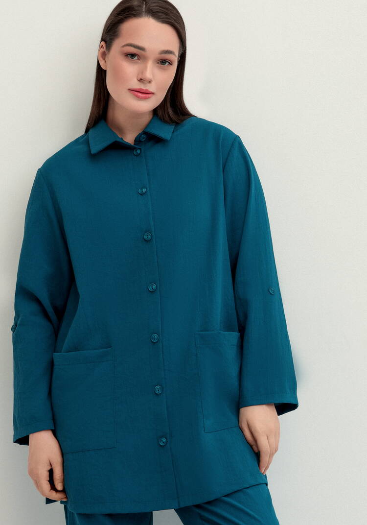 Рубашка на пуговицах свободного кроя шир.  750, рис. 33