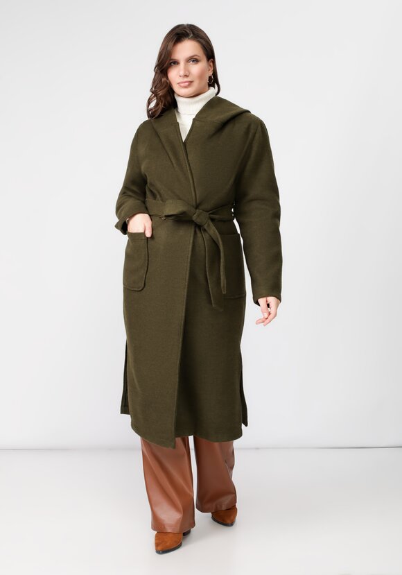 Пальто удлиненное с поясом шир.  580, рис. 32