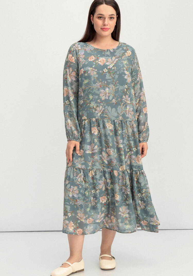 Платье ярусное с цветочным принтом шир.  750, рис. 12