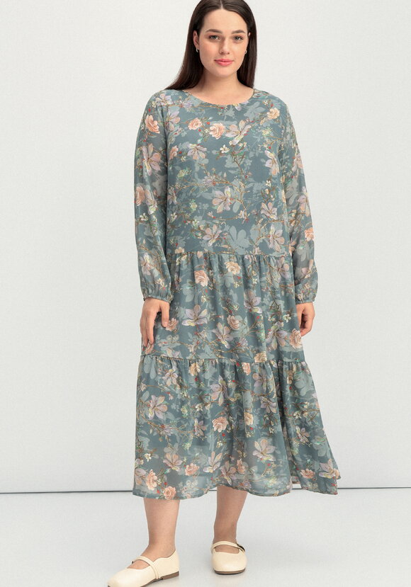 Платье ярусное с цветочным принтом шир.  580, рис. 12