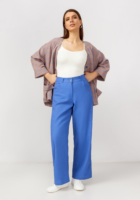 Брюки палаццо из льняной ткани шир.  580, рис. 23