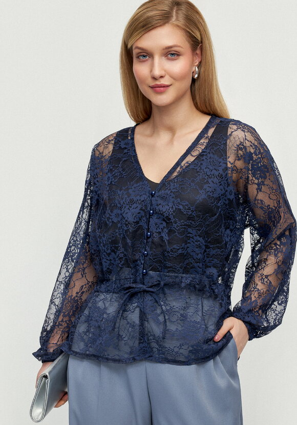 Блуза ажурная с баской шир.  580, рис. 3