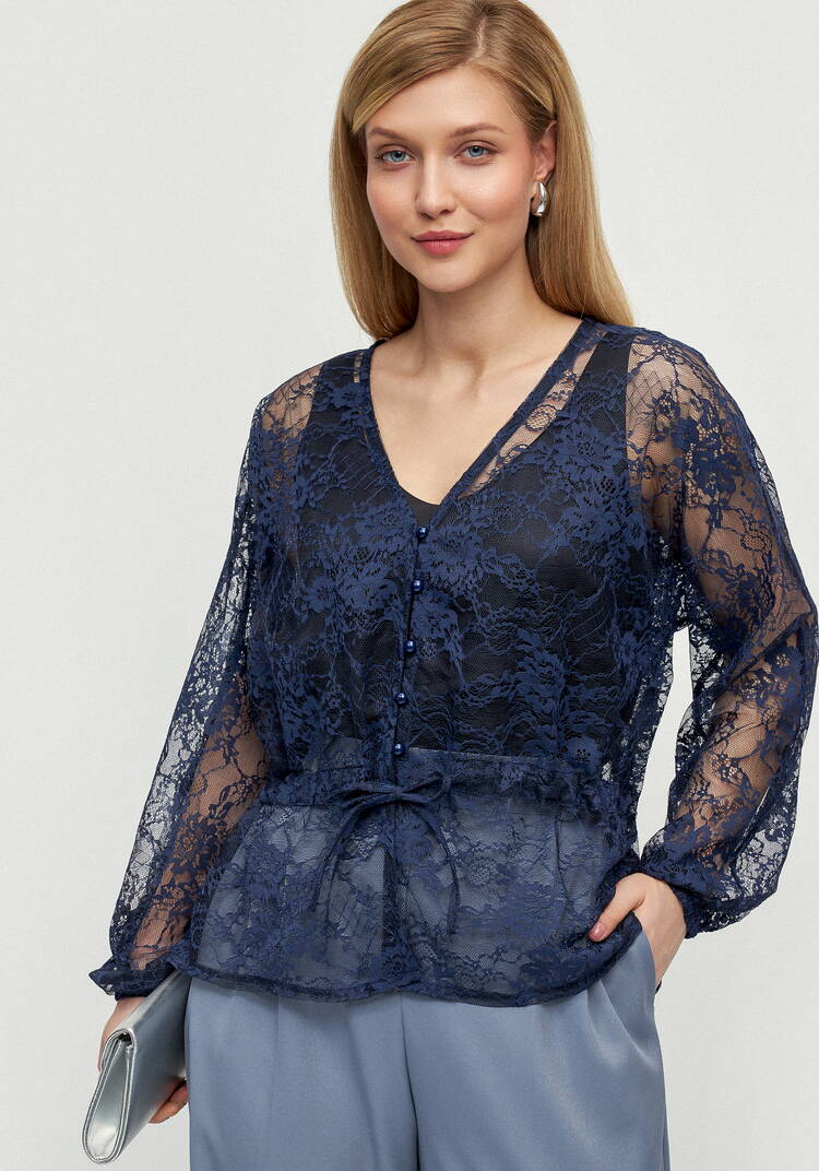 Блуза ажурная с баской шир.  750, рис. 3