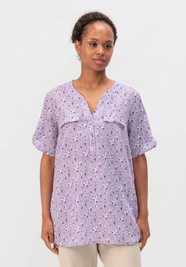 Блуза с цветочным принтом Офелия шир.  750, рис. 4