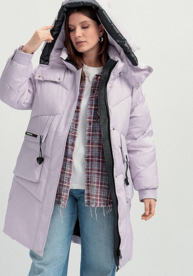 Пуховик с капюшоном и объемными карманами шир.  750, рис. 15