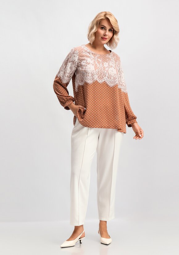 Блуза с кружевом по плечам шир.  580, рис. 45