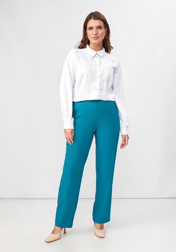 Блуза прямого кроя с ажурным кружевом шир.  580, рис. 8