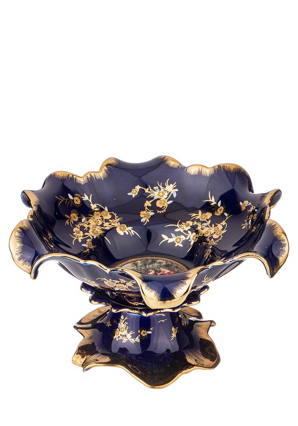 Ваза на ножке Влюблённая пара, кобальт шир.  580, рис. 1