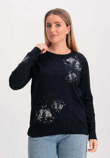 Джемпер с абстрактными цветами из страз