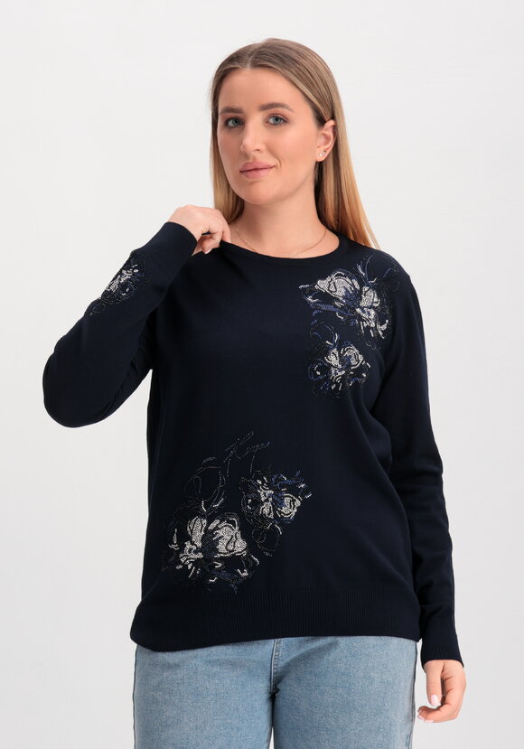 Джемпер с абстрактными цветами из страз шир.  580, рис. 7