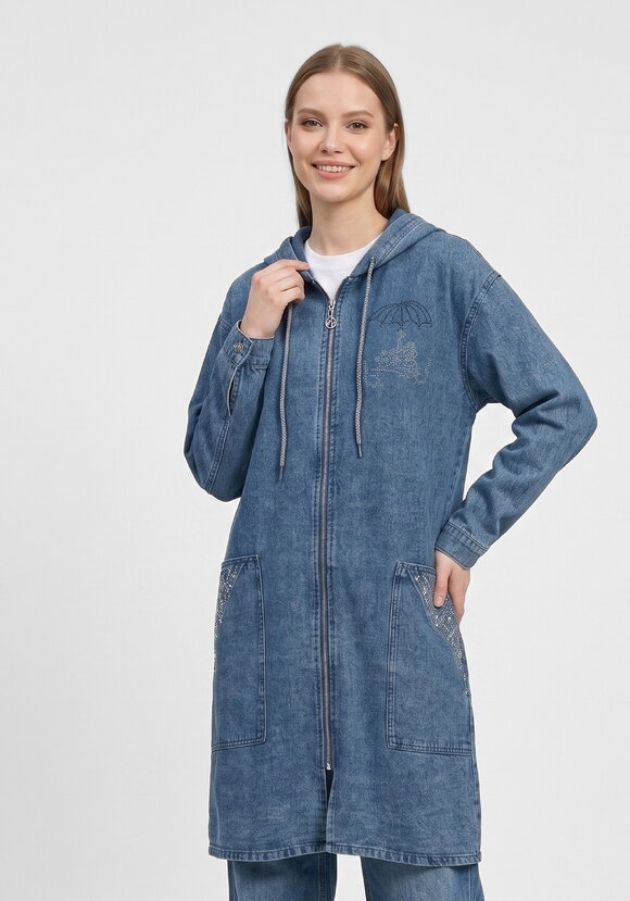 Куртка джинсовая удлиненная Морской бриз шир.  580, рис. 2