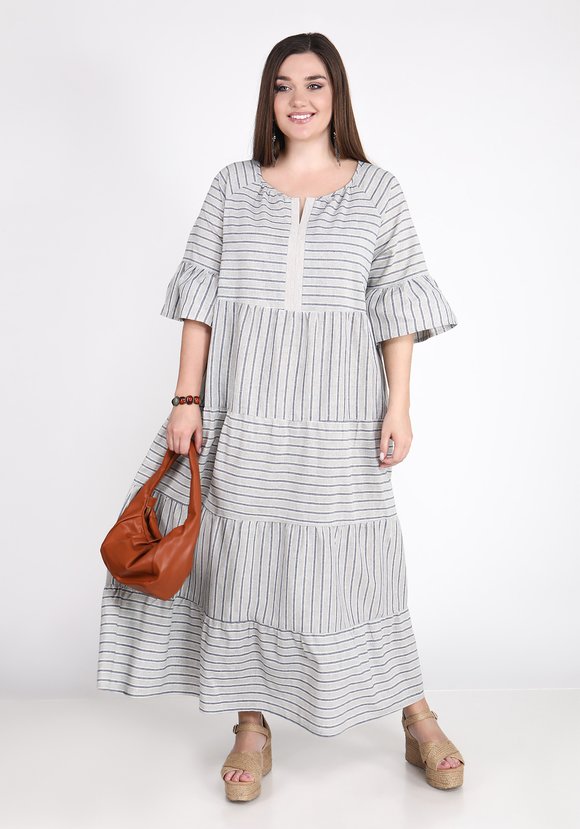 Платье в полоску с воланами шир.  580, рис. 1