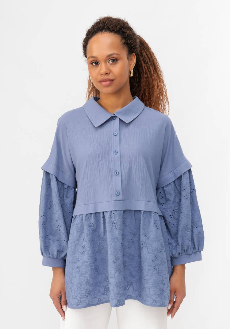 Блуза ажурная с отрезной кокеткой шир.  750, рис. 11