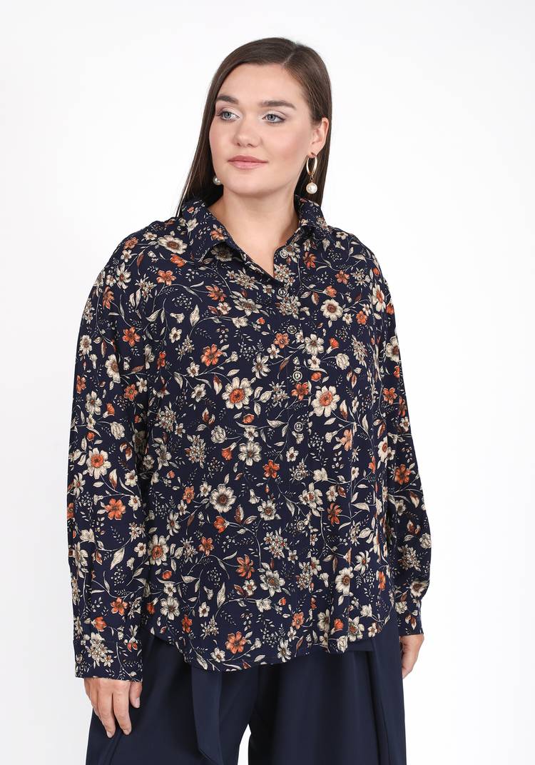 Рубашка с цветочным принтом шир.  750, рис. 5