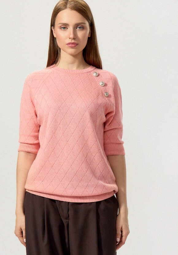 Джемпер с эффектными пуговицами по полочке шир.  580, рис. 25