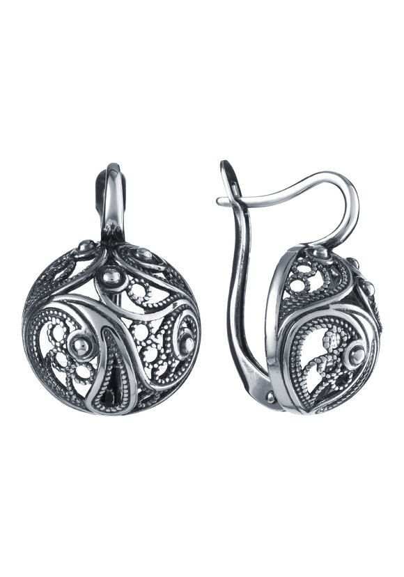 Серьги серебряные Винтажный шик шир.  580, рис. 1